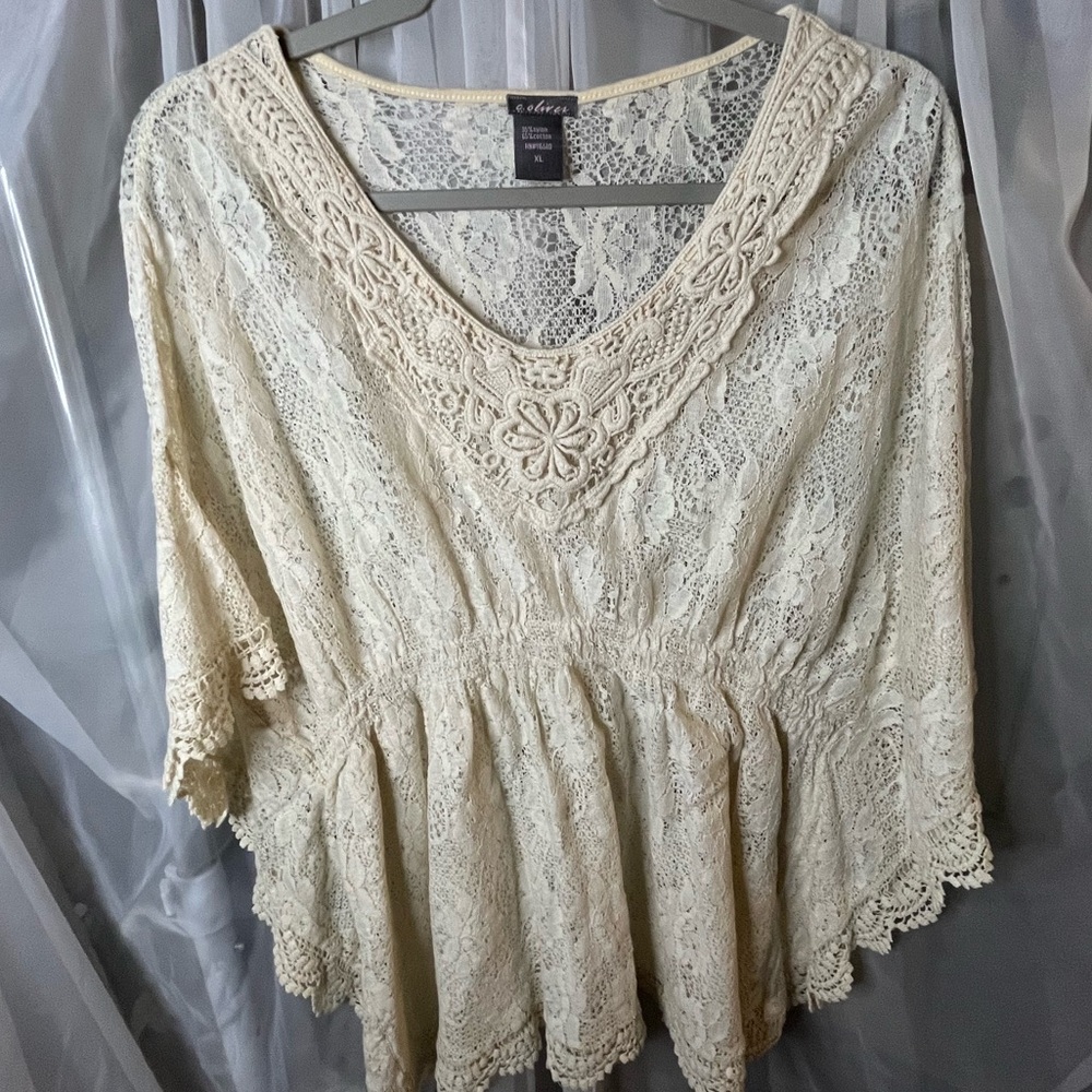 PreLoved Women’s C. Oliver Cream Lace Blouse